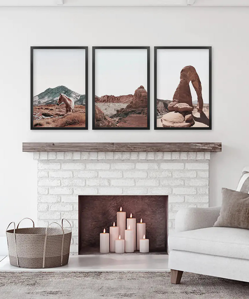 Arches National Park Wall Art Set. Horse in the Desert