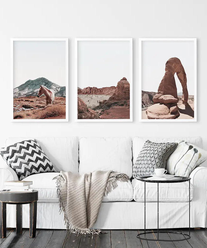 Arches National Park Wall Art Set. Horse in the Desert