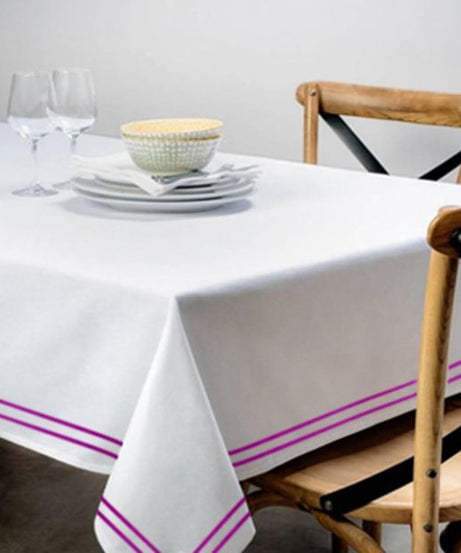 Double Embroidery Border Poly Cotton Sateen Solid Table Cloth