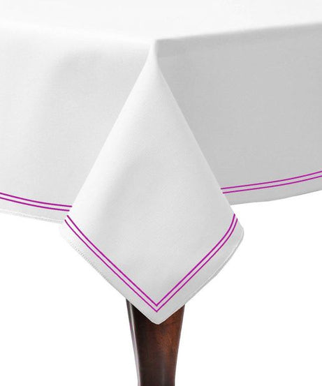 Double Embroidery Border Poly Cotton Sateen Solid Table Cloth
