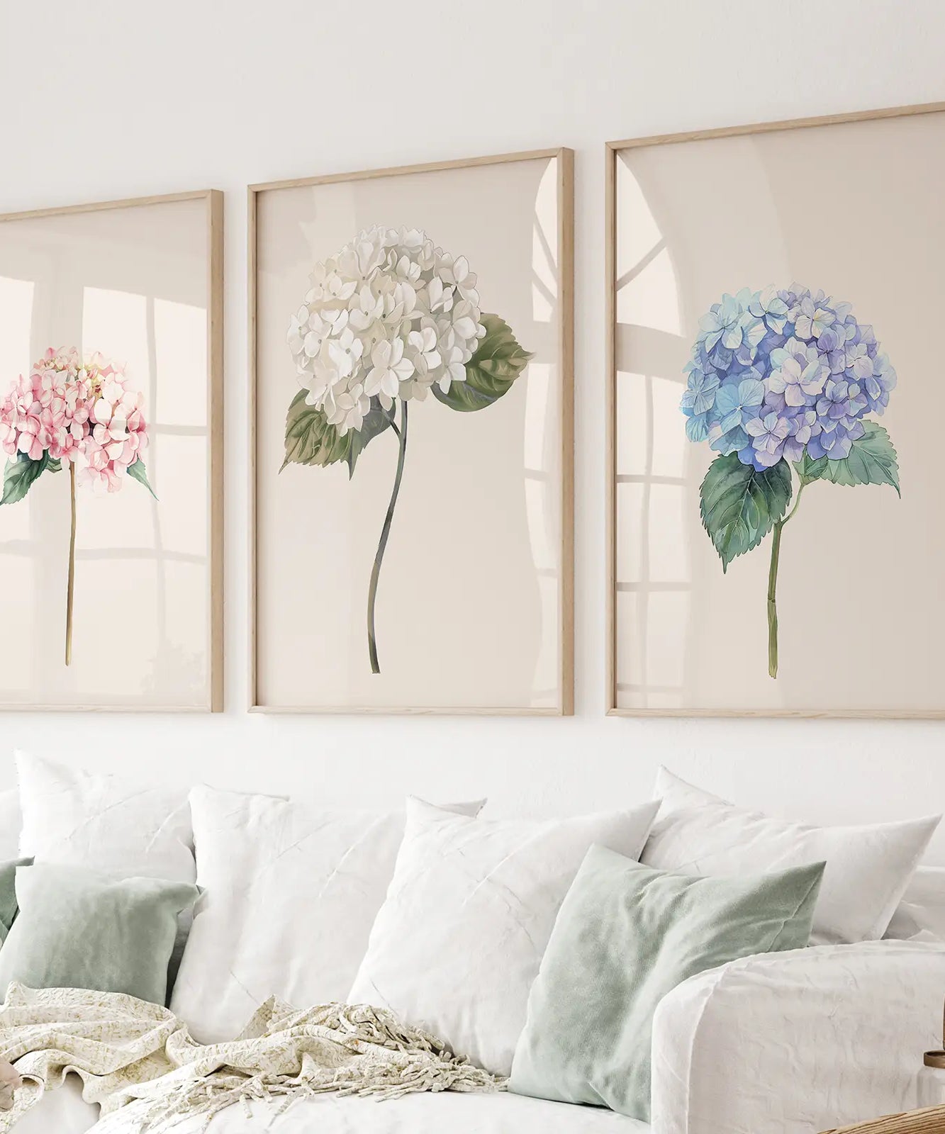 Minimalistische Botanische Hortensien-Kunstdruck-Dekoration