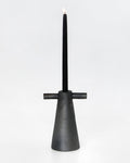 Black Stoneware Tall Candle Holder Motanka