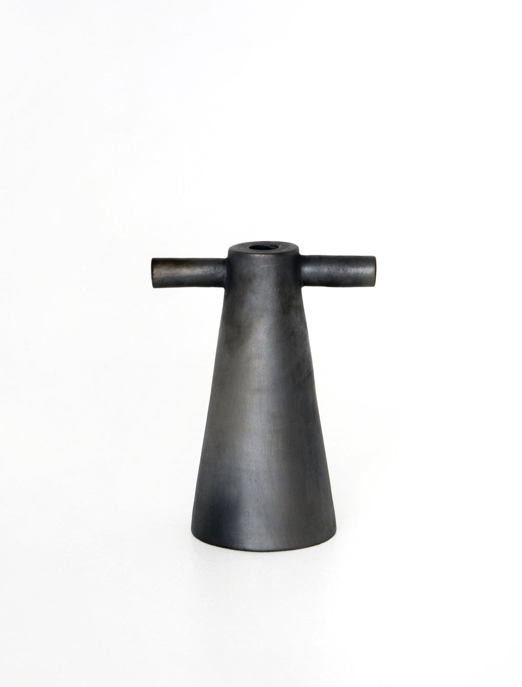 Black Stoneware Tall Candle Holder Motanka