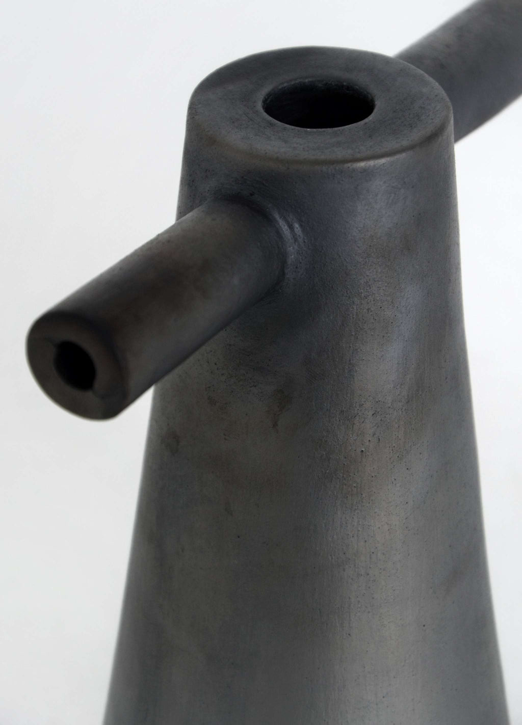 Black Stoneware Tall Candle Holder Motanka