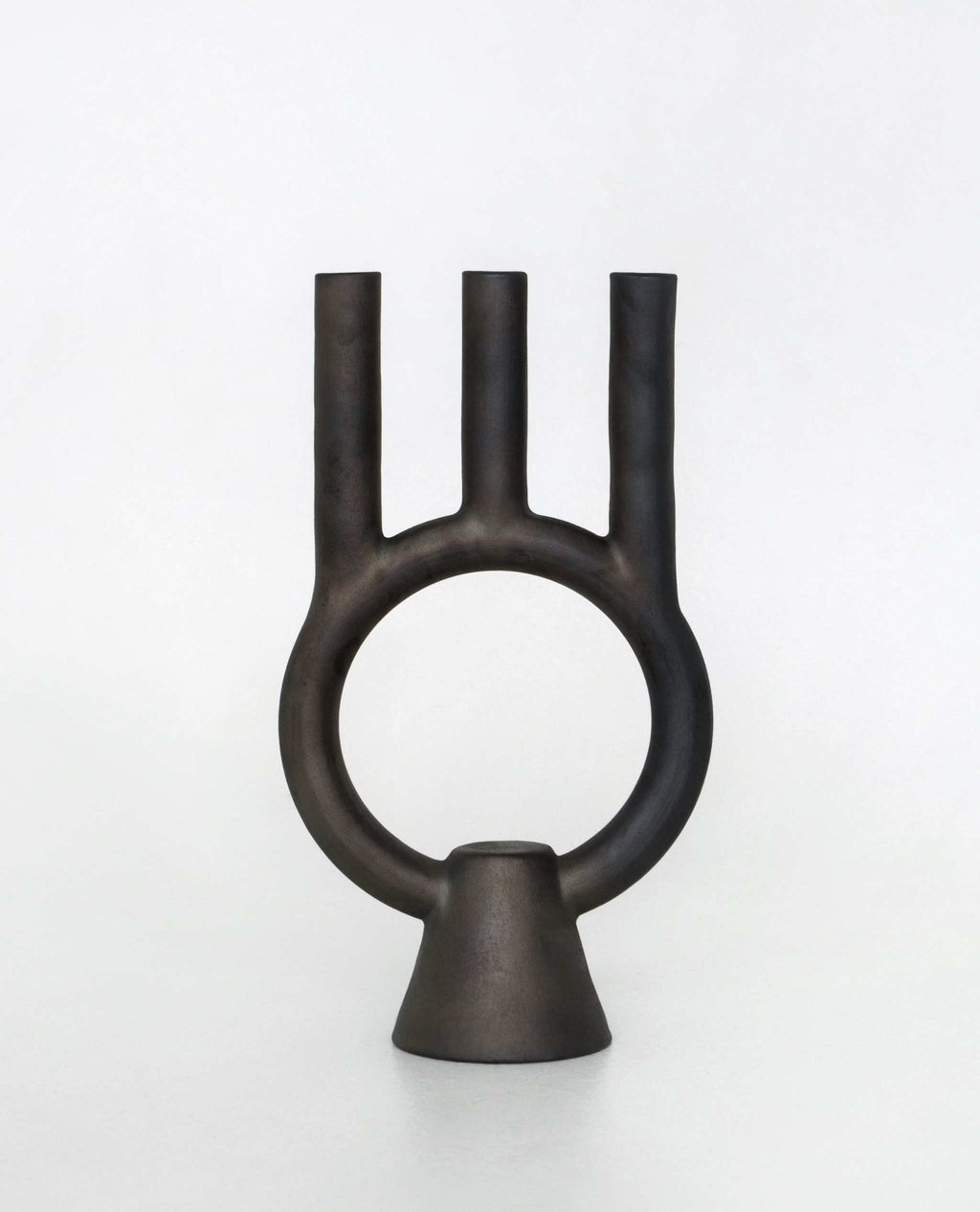 Smoke-Fired Ceramic Black Candle Holder Shadows.