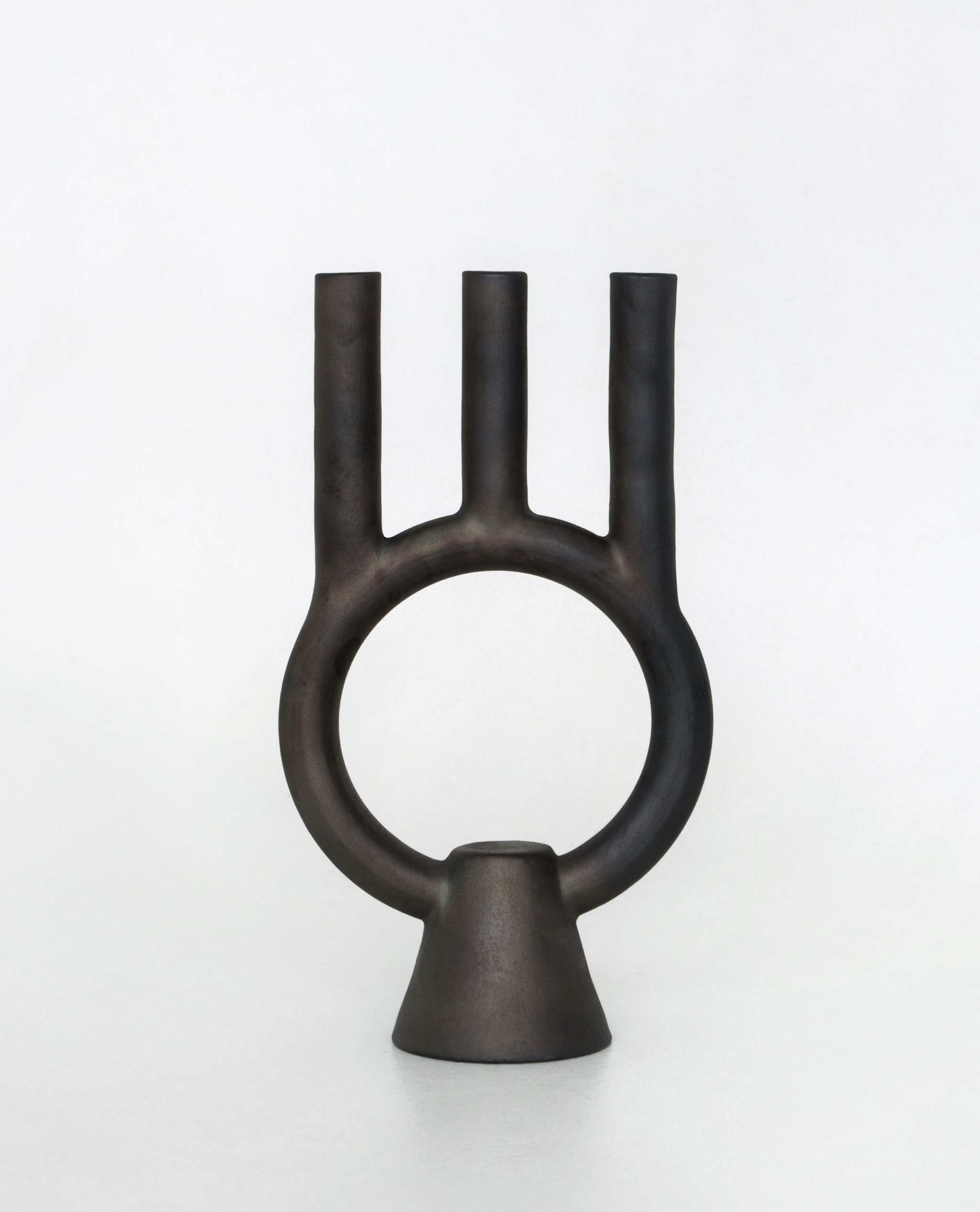 Smoke-Fired Ceramic Black Candle Holder Shadows.