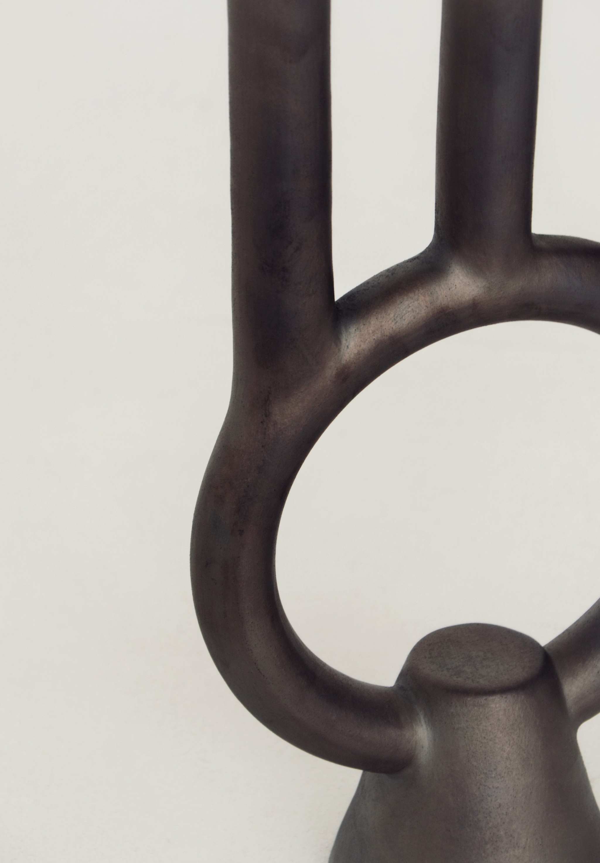 Smoke-Fired Ceramic Black Candle Holder Shadows.