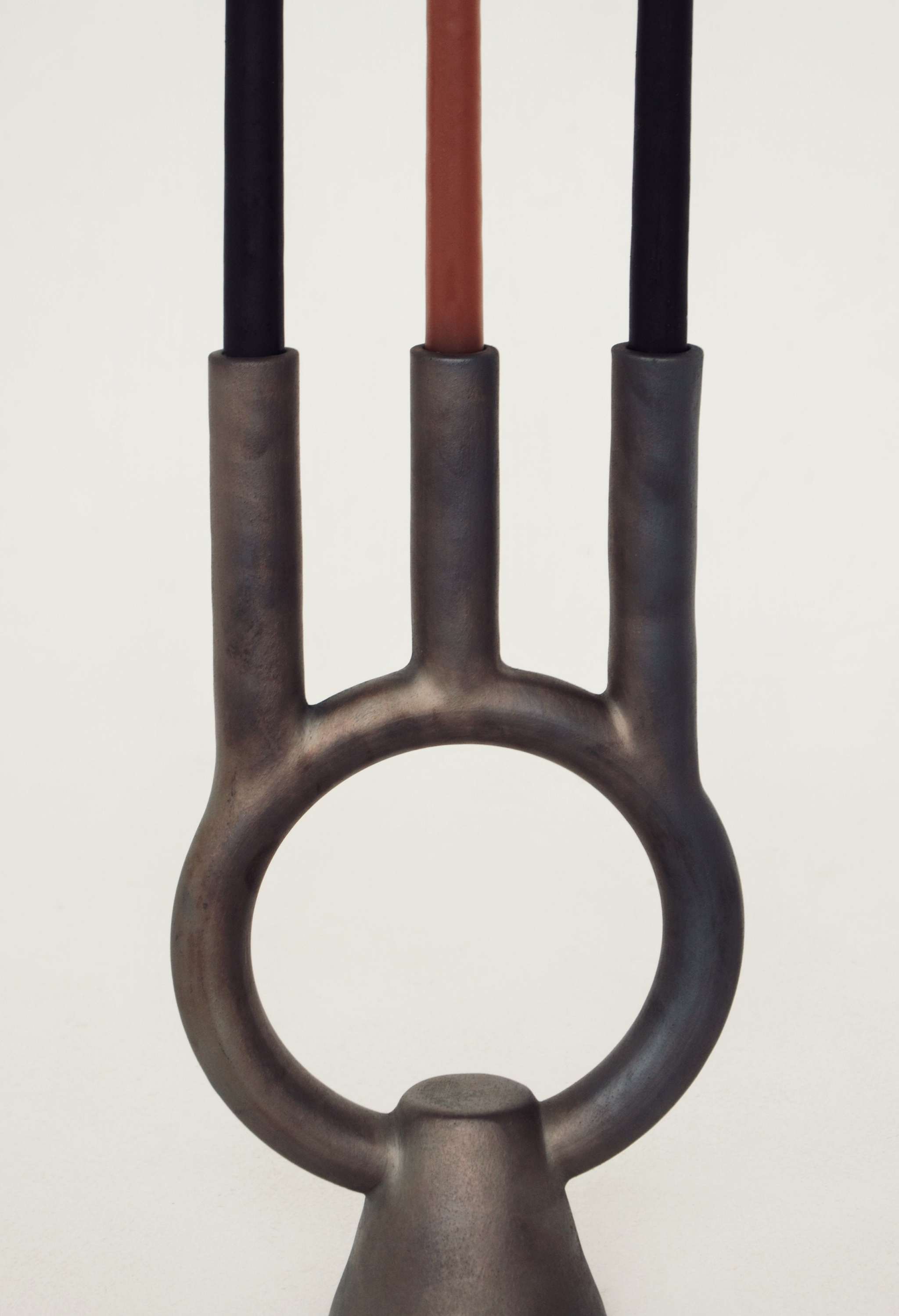 Smoke-Fired Ceramic Black Candle Holder Shadows.