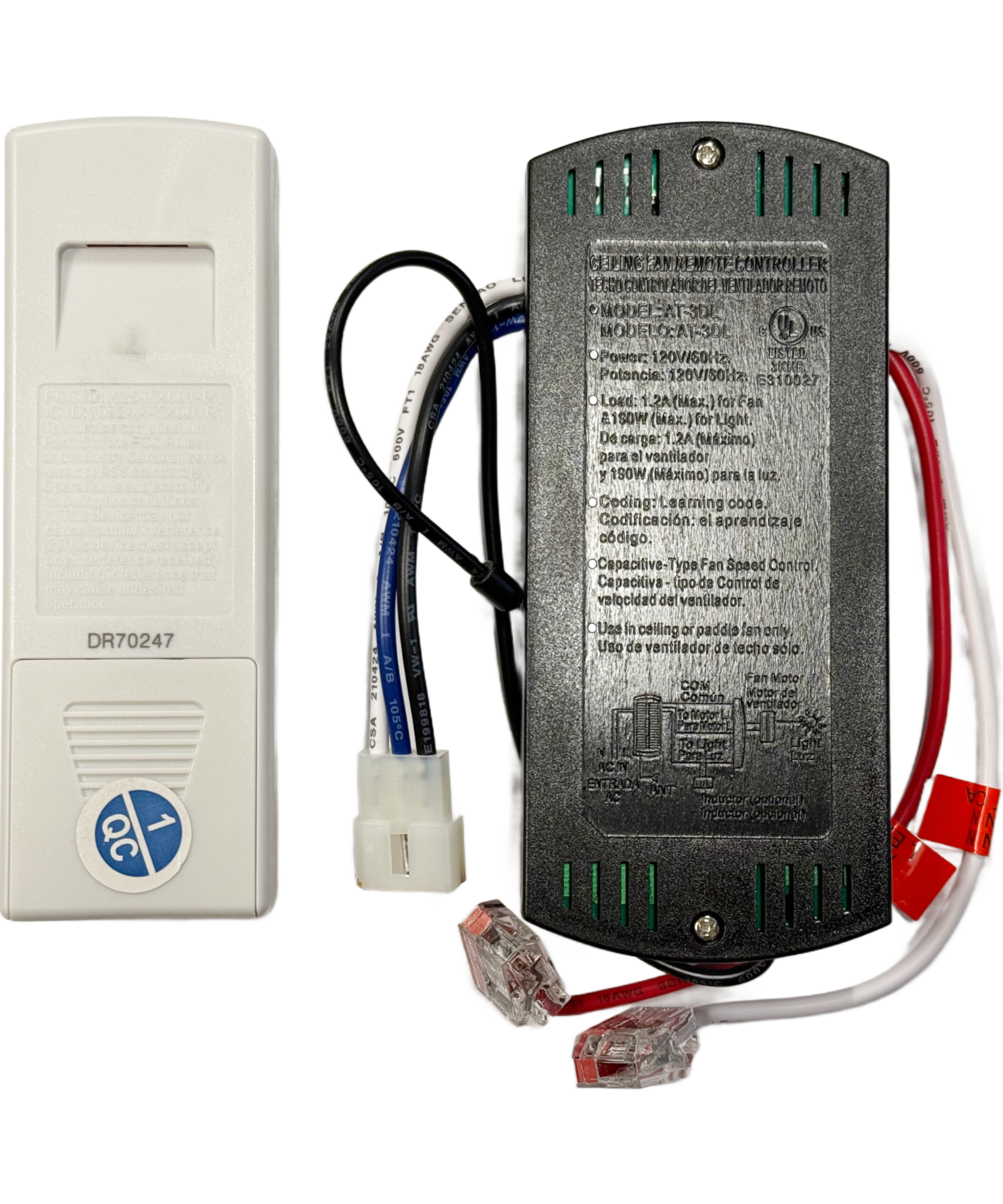 Harbor Breeze Remote Control and Receiver Kit for Mac II and Mac III Ceiling Fans | A25-TX001-R1 | AT-3DL - 4L000014490