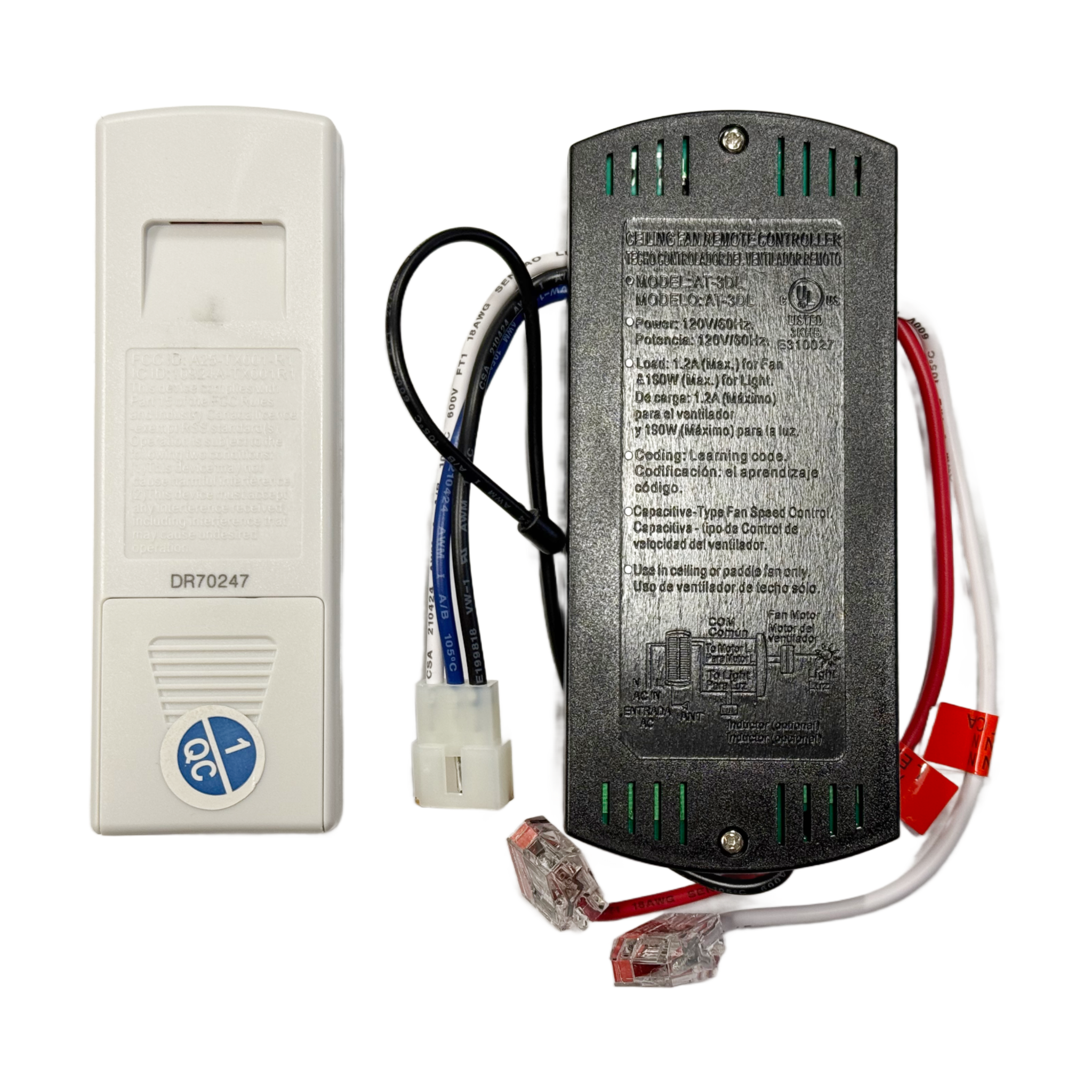 Harbor Breeze Remote Control and Receiver Kit for Mac II and Mac III Ceiling Fans | A25-TX001-R1 | AT-3DL - 4L000014490