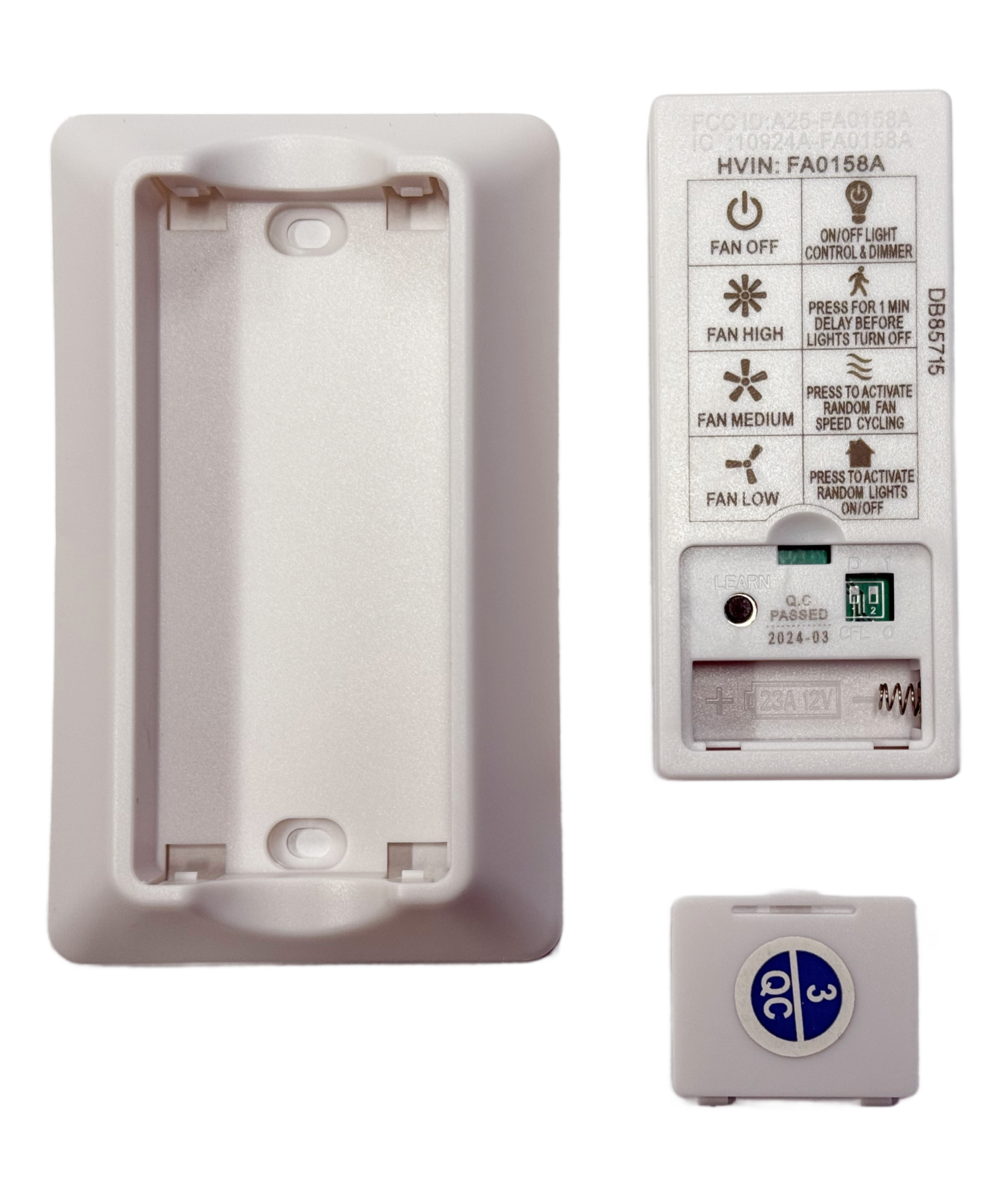 Harbor Breeze 4L000014680 Remote Control and Receiver Kit for Flanagan, Cumberland, Lindholm, and Marathon Ceiling Fans | A25-FA0158A | AM-3L - 4L000014680