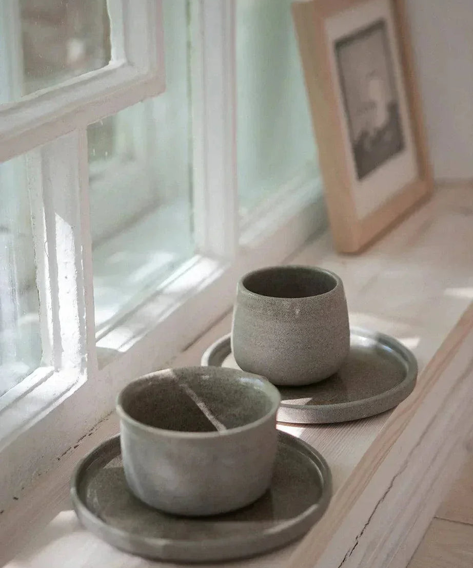 Handgemachte Steingut-Kaffeetasse Beton