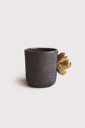 Handmade Stoneware Coffee Cup "Pumpernickel" with Gold Leaf