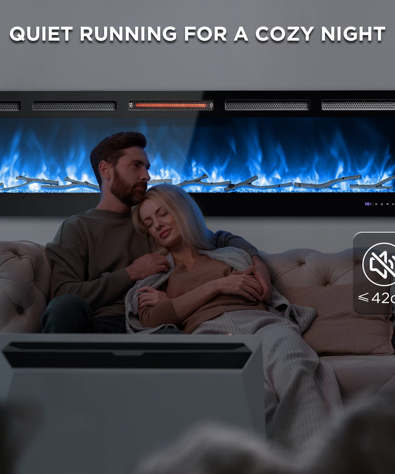 In Flames INF72W-3D WiFi Smart Wall Mounted Electric Fireplace - Tempered Glass