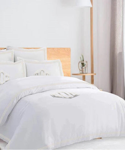 Monogam 400TC Cotton Triple Edge Embroidery Sateen Solid Duvet Cover Set