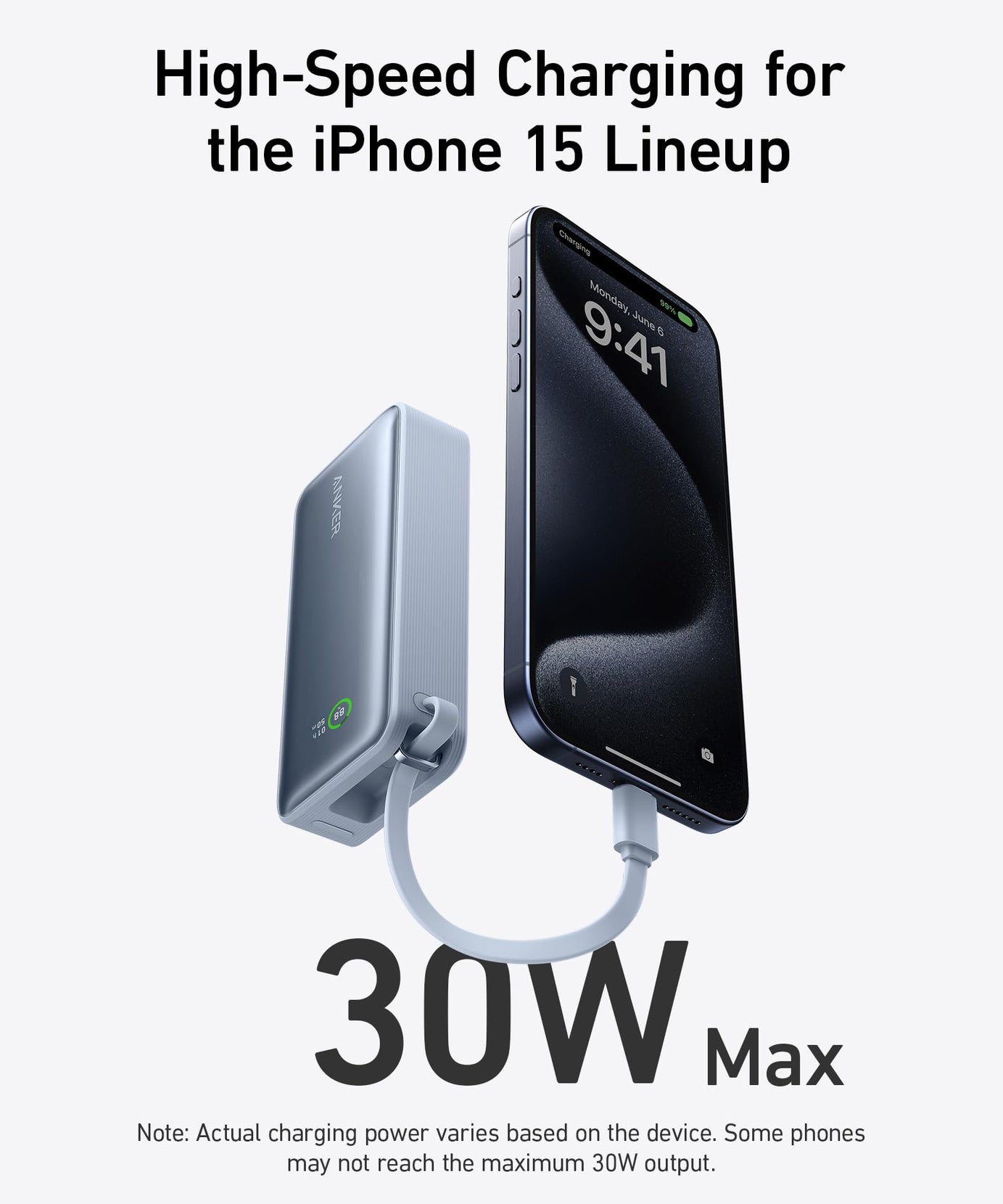 Anker Nano Power Bank (30W, Built-In USB-C Cable)