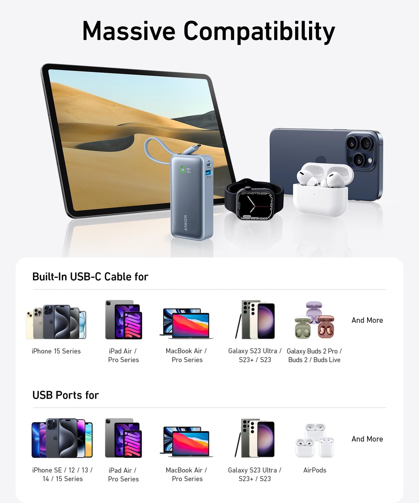 Anker Nano Power Bank (30W, Built-In USB-C Cable)