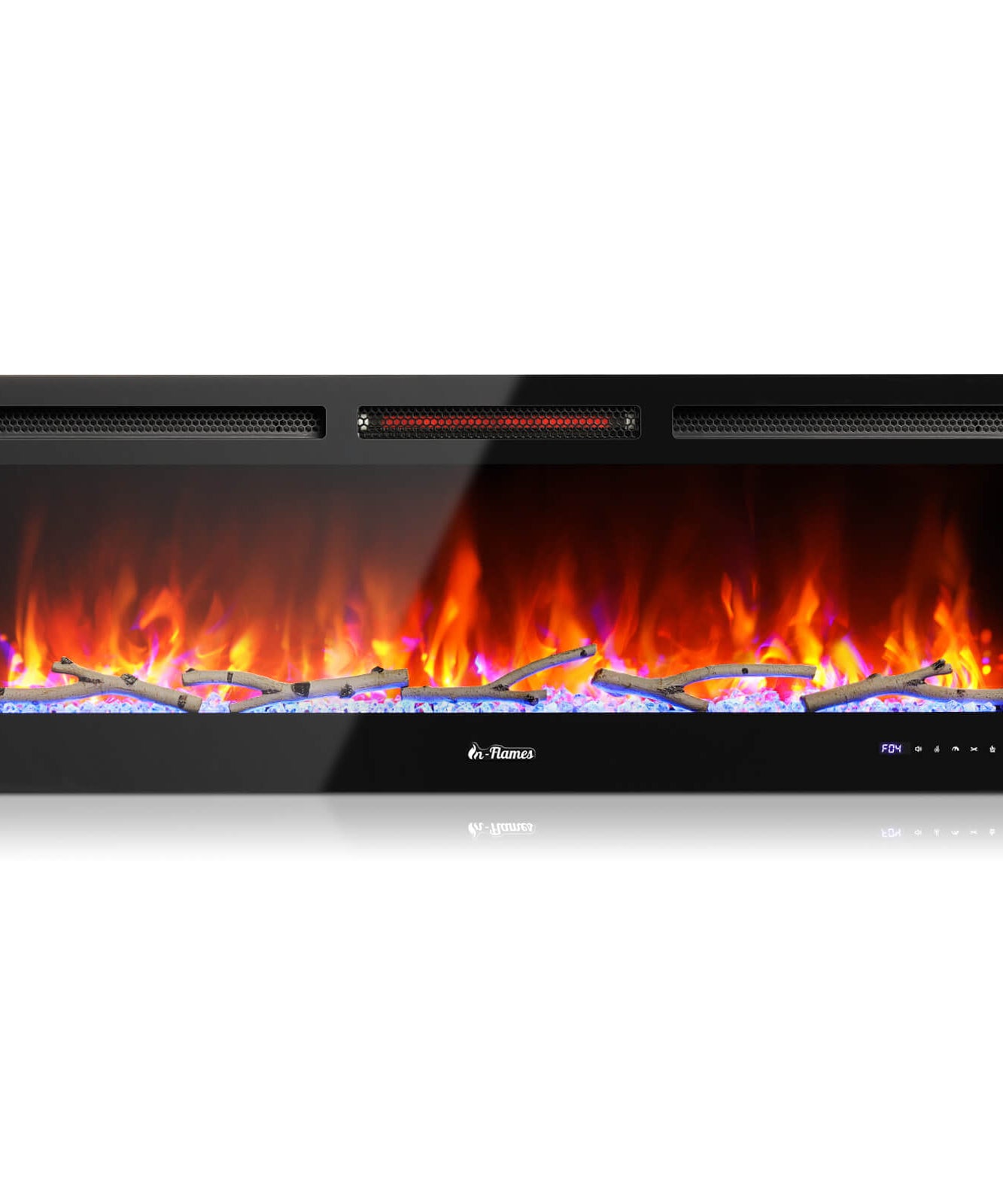 In Flames INF50W-3D WiFi Smart Wall Mounted Electric Fireplace - Tempered Glass