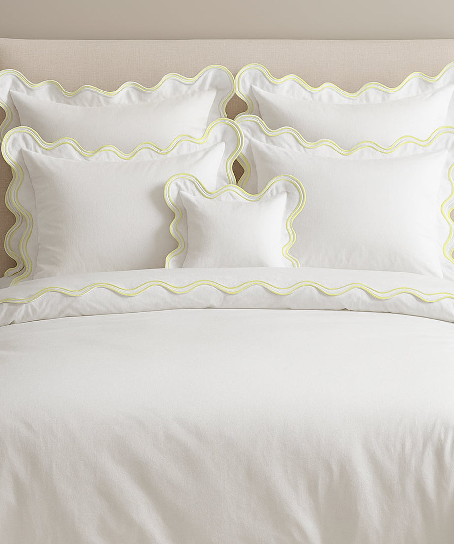 400TC Cotton Sateen Luxurious Double Scalloped Duvet Cover Set