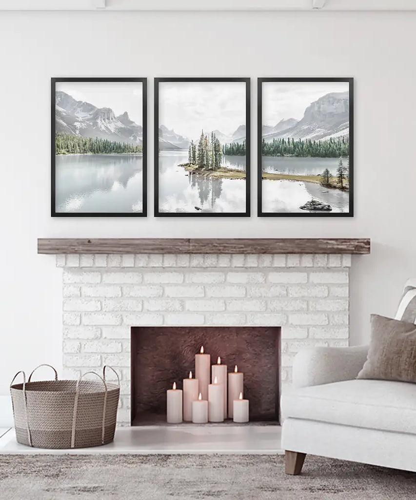Jasper-Nationalpark Bergsee-Triptychon. Kanadische Natur