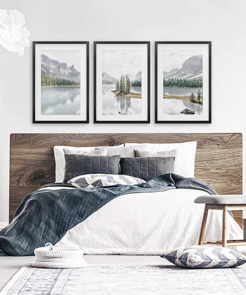 Jasper-Nationalpark Bergsee-Triptychon. Kanadische Natur