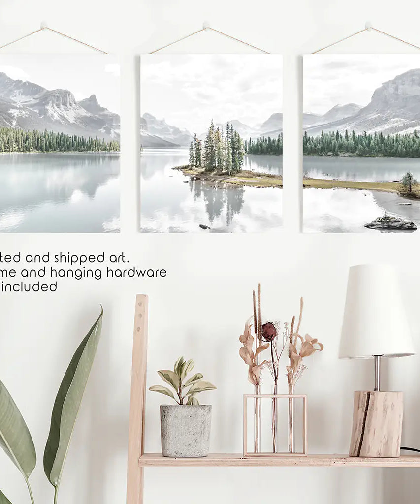 Jasper-Nationalpark Bergsee-Triptychon. Kanadische Natur
