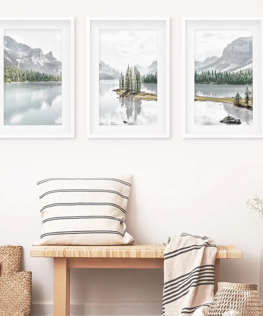 Jasper-Nationalpark Bergsee-Triptychon. Kanadische Natur