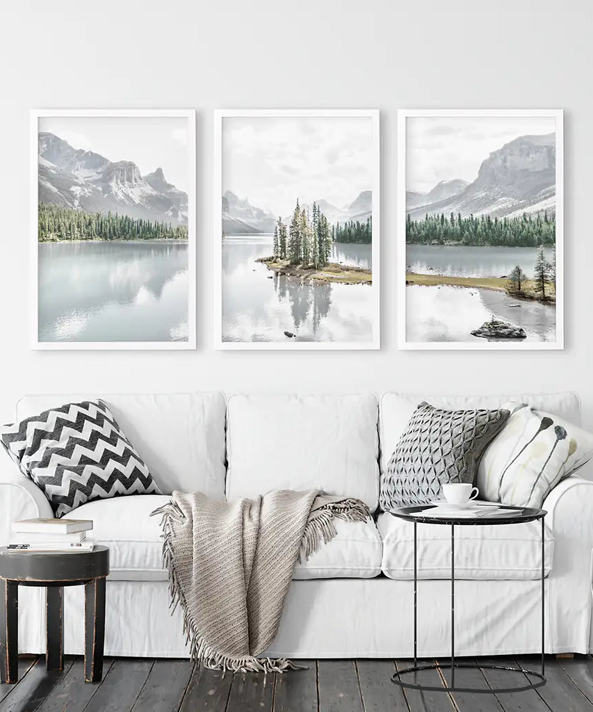 Jasper-Nationalpark Bergsee-Triptychon. Kanadische Natur