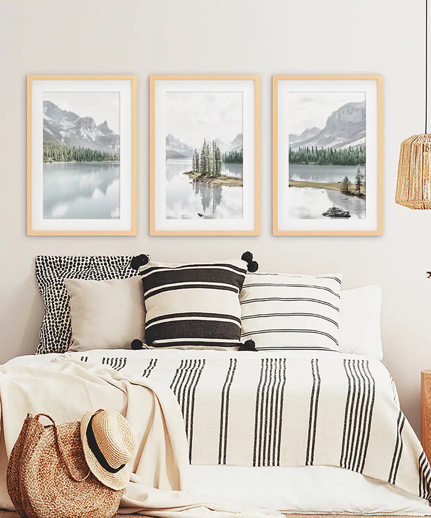 Jasper-Nationalpark Bergsee-Triptychon. Kanadische Natur