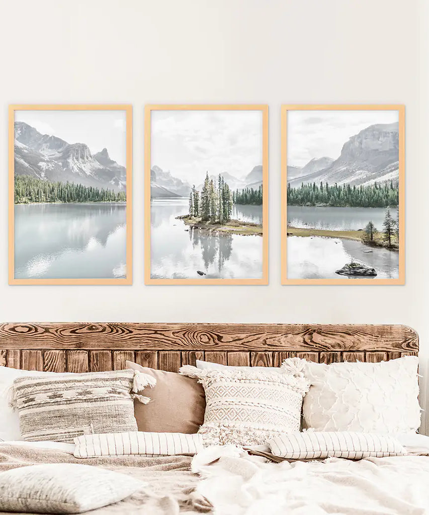 Jasper-Nationalpark Bergsee-Triptychon. Kanadische Natur