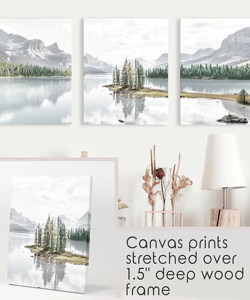 Jasper-Nationalpark Bergsee-Triptychon. Kanadische Natur