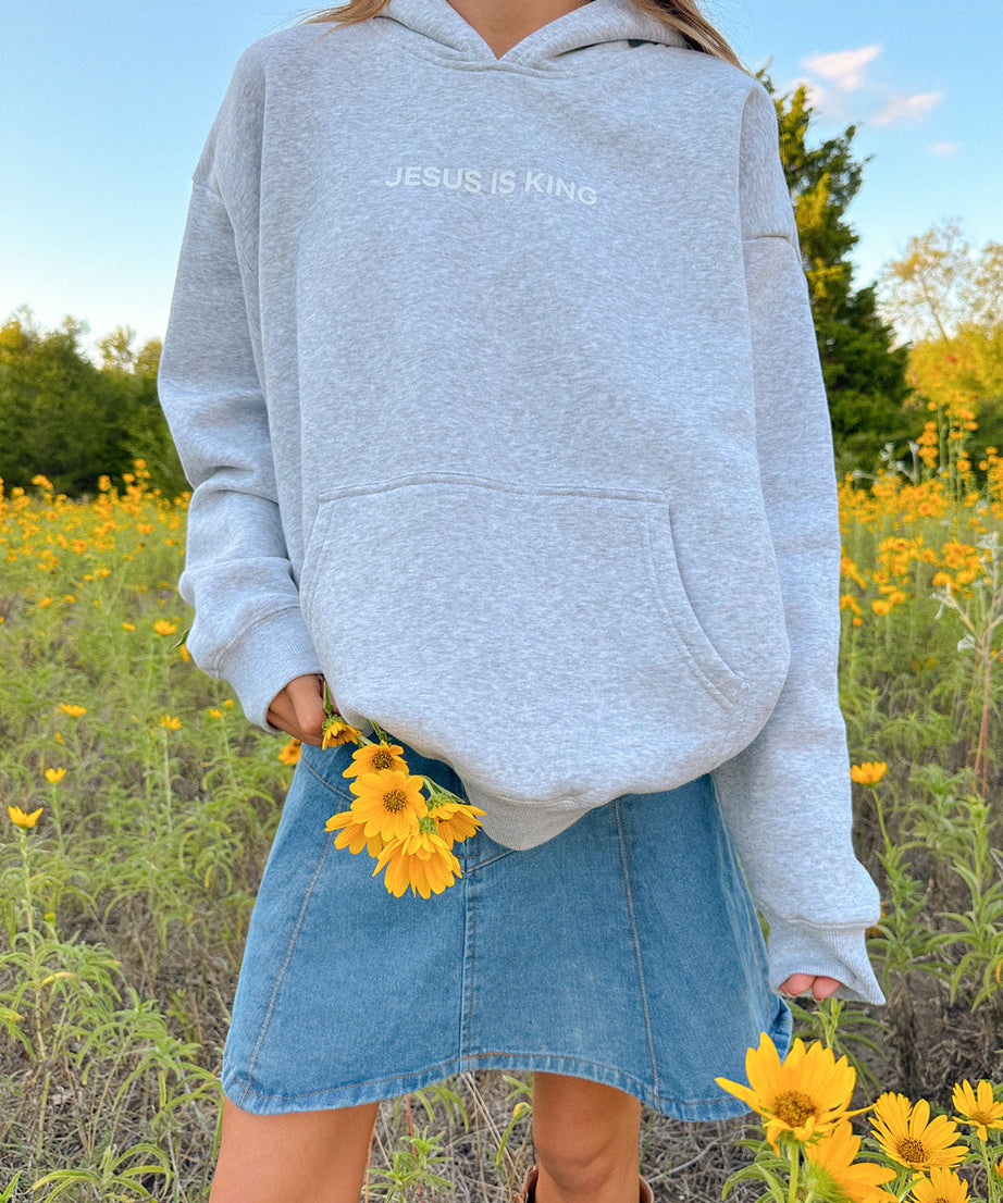 Jesus Is King Heather Grey Unisex Hoodie