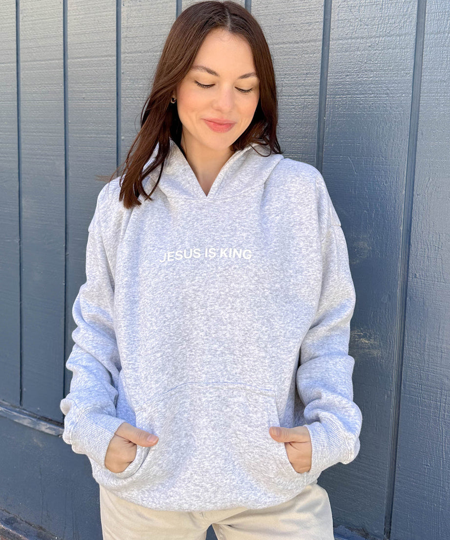 Jesus Is King Heather Grey Unisex Hoodie