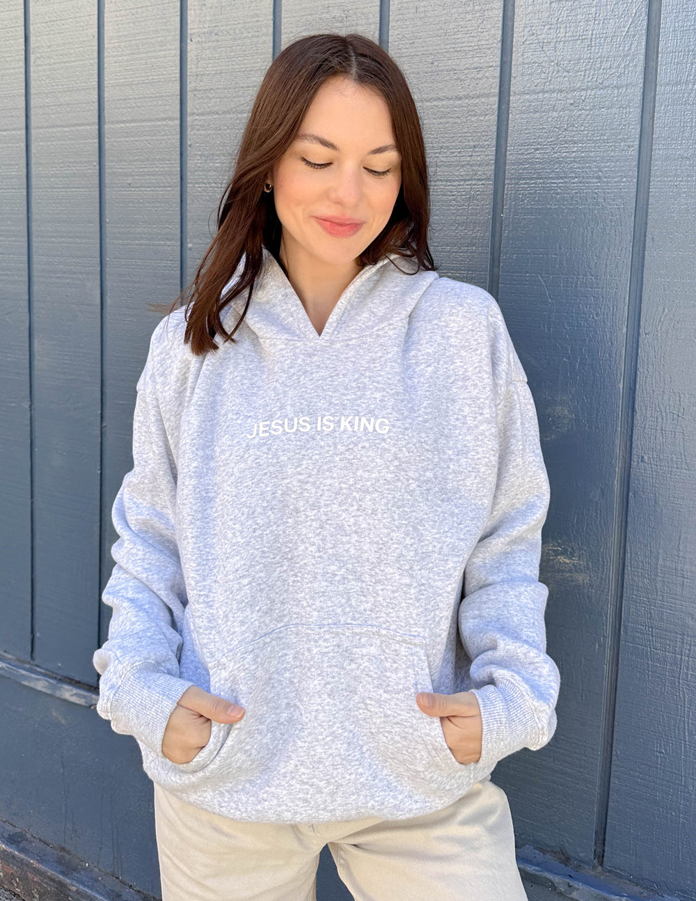 Jesus Is King Heather Grey Unisex Hoodie