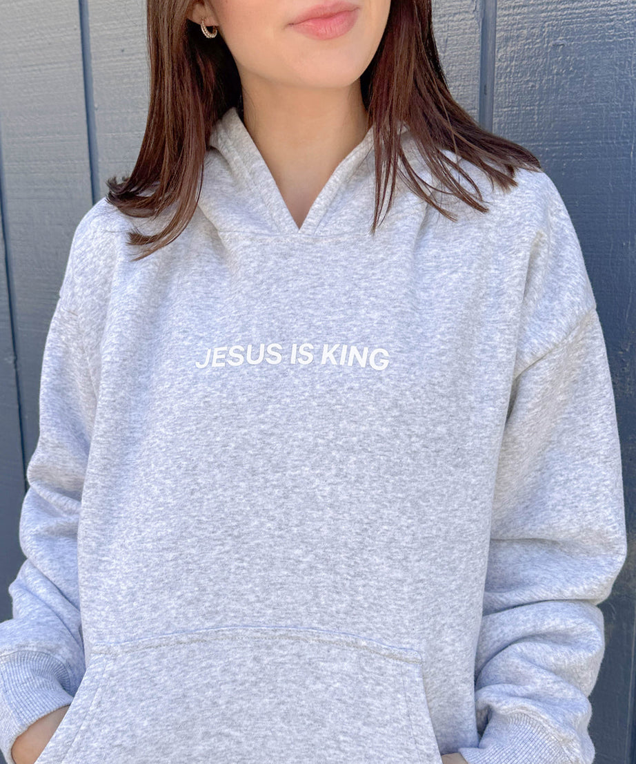 Jesus Is King Heather Grey Unisex Hoodie