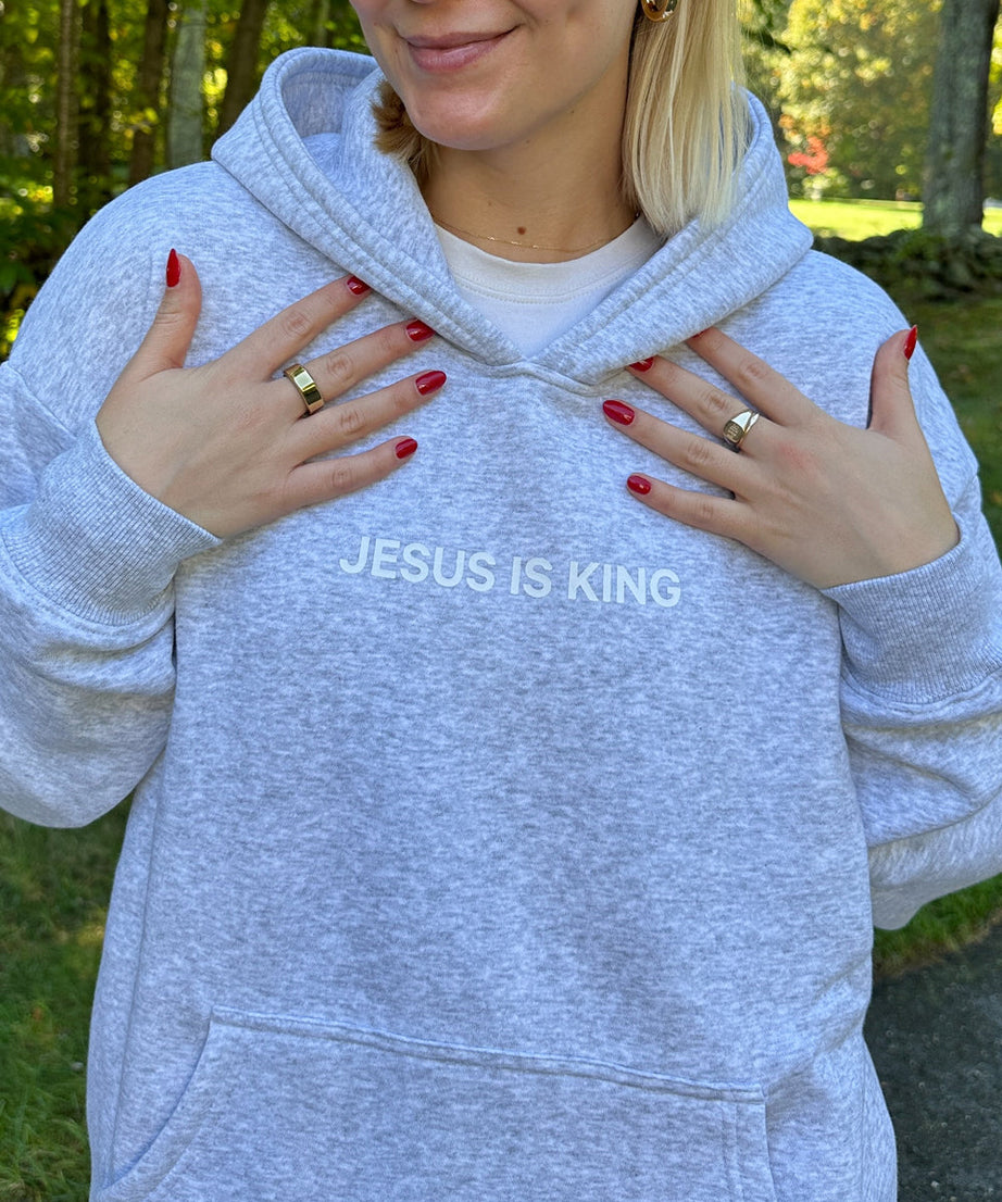 Jesus Is King Heather Grey Unisex Hoodie