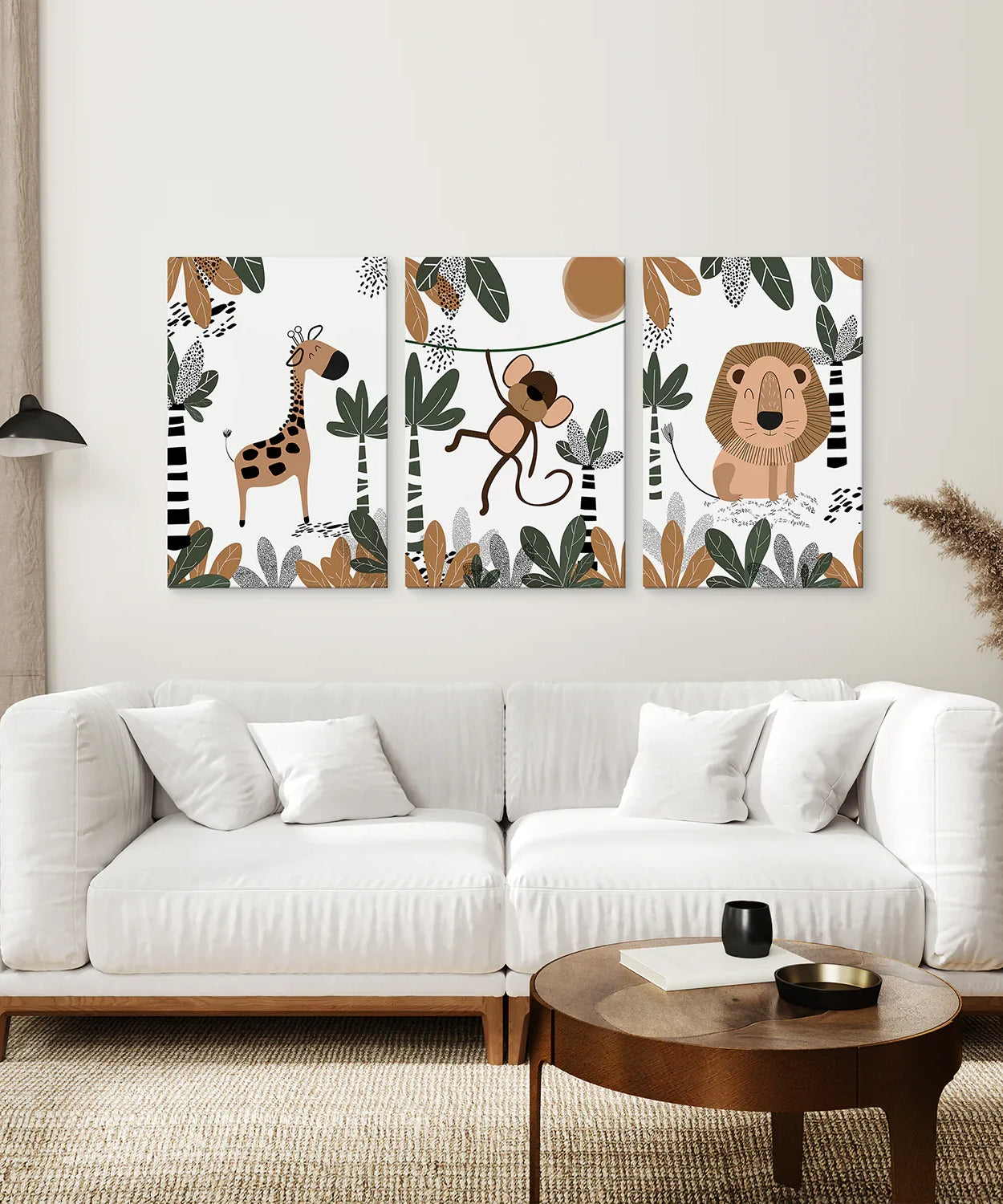Safari Animals Wall Art Set of 3 Prints for Nursery