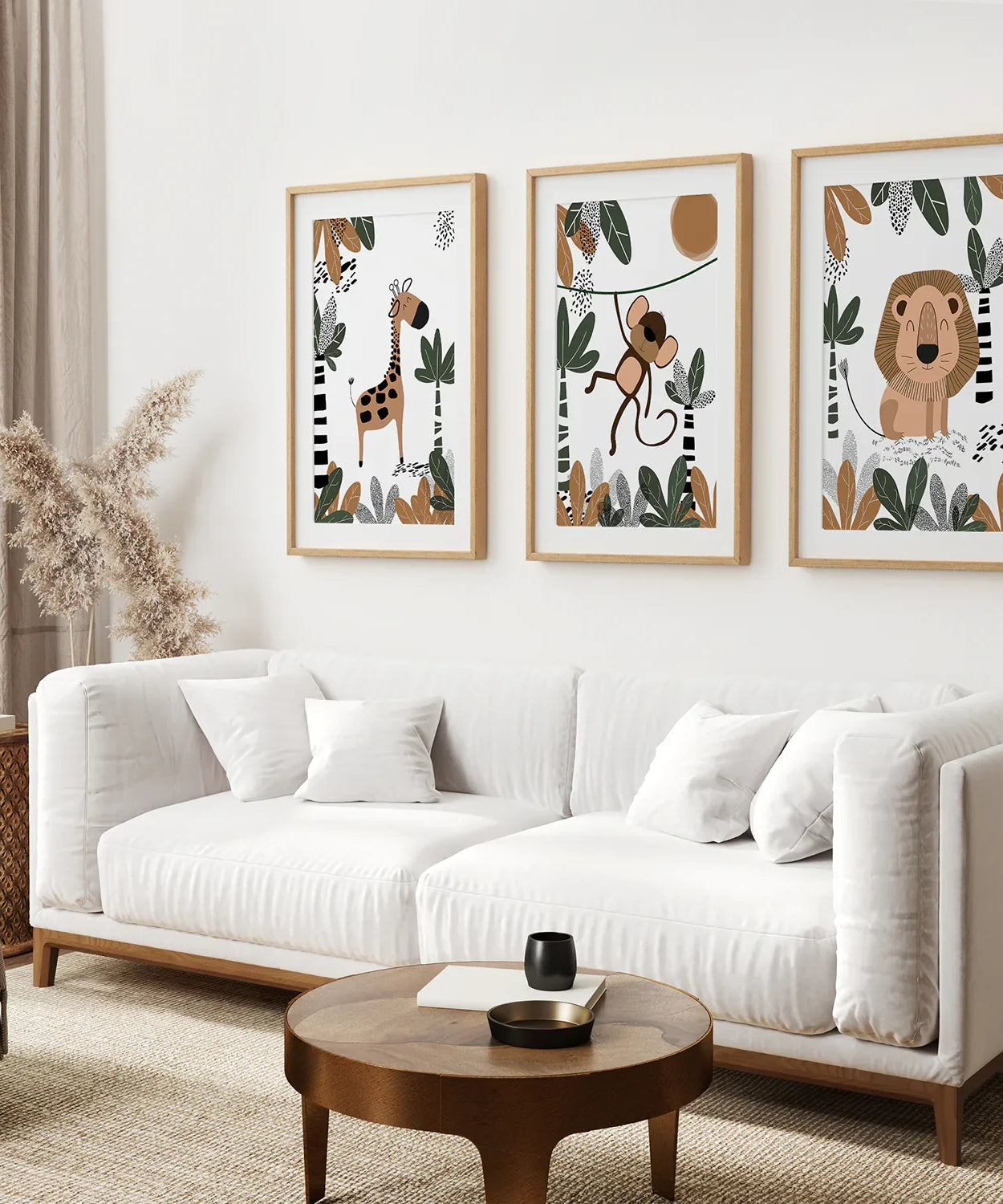 Safari Animals Wall Art Set of 3 Prints for Nursery