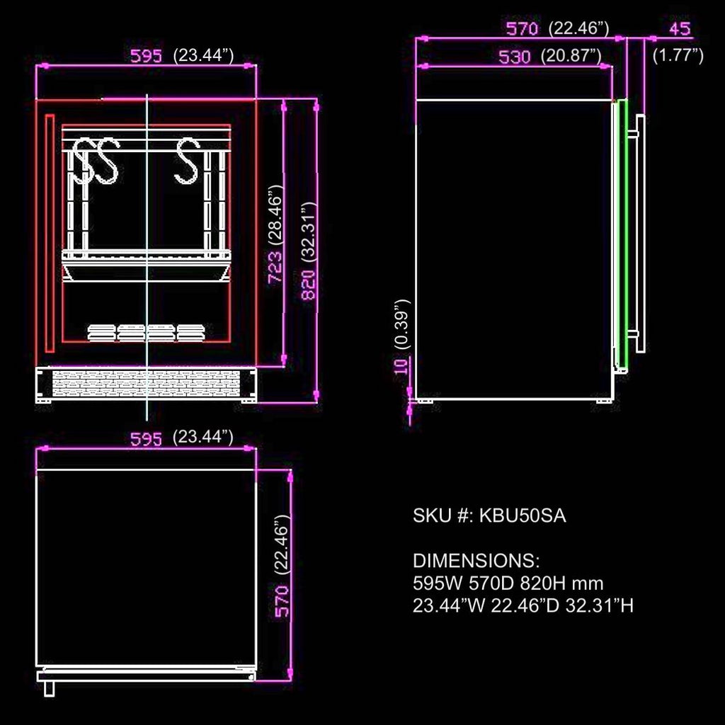 24″ Glass‑Door Meat Aging Fridge