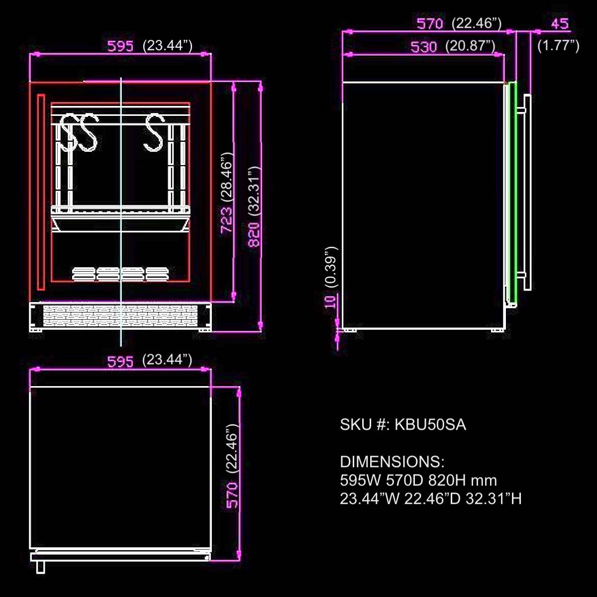 24″ Glass‑Door Meat Aging Fridge