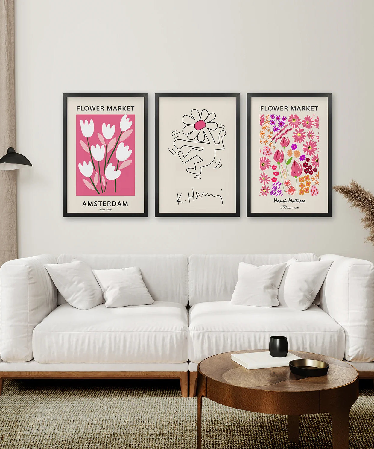 Keith Haring & Matisse Rosa 3er-Set Kunstdrucke