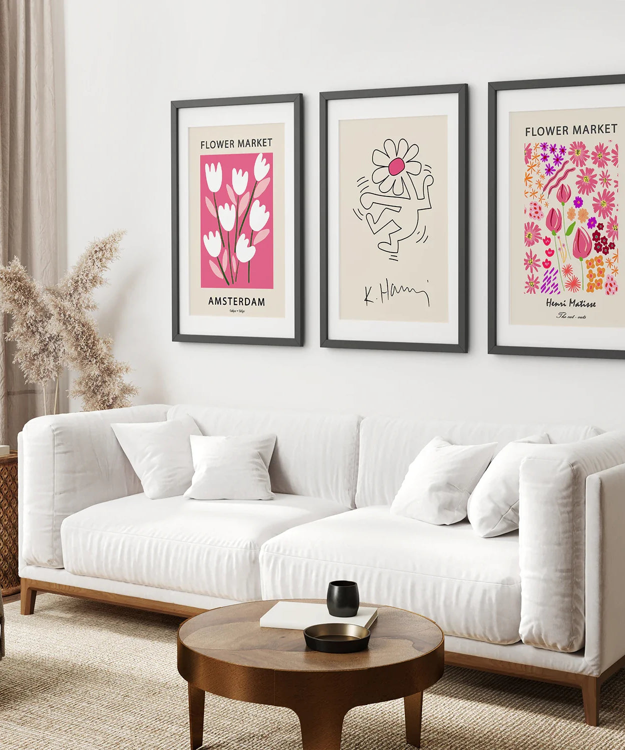Keith Haring & Matisse Rosa 3er-Set Kunstdrucke
