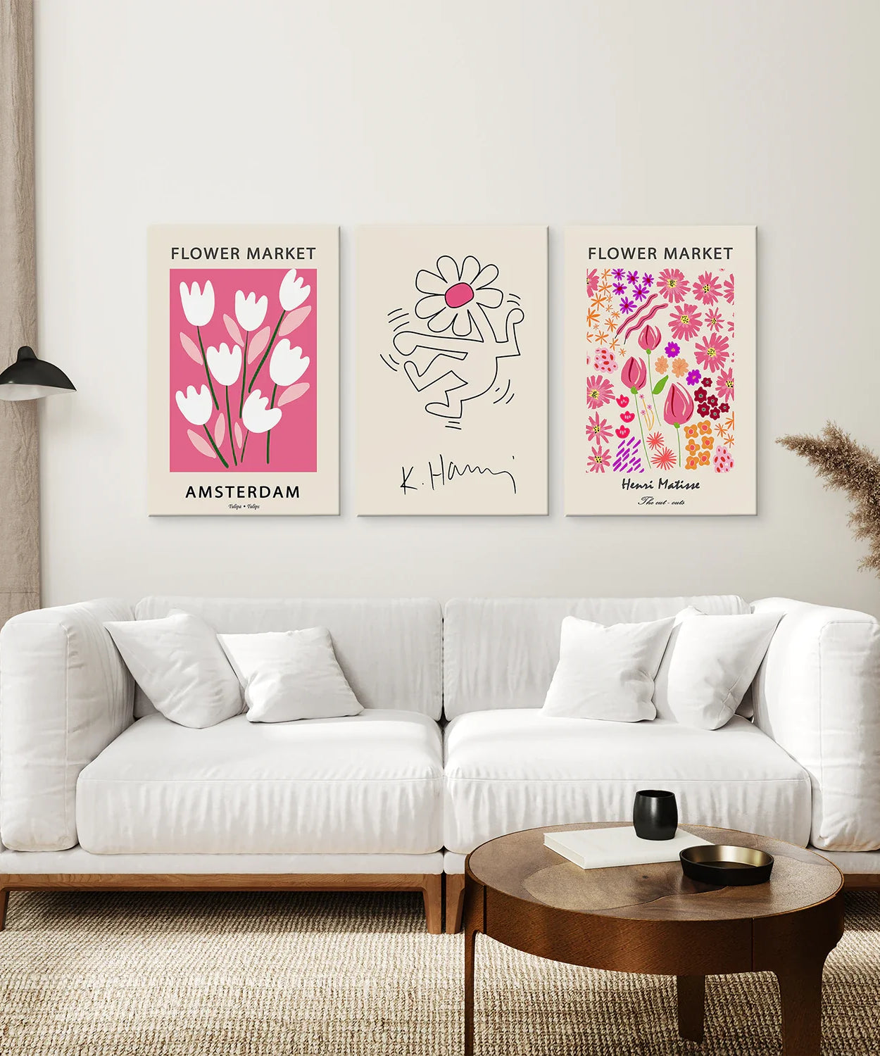 Keith Haring & Matisse Rosa 3er-Set Kunstdrucke