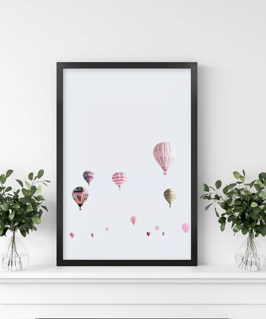 Ballons in Rosa als Kunstdruck. Wandbild für Kinderzimmer