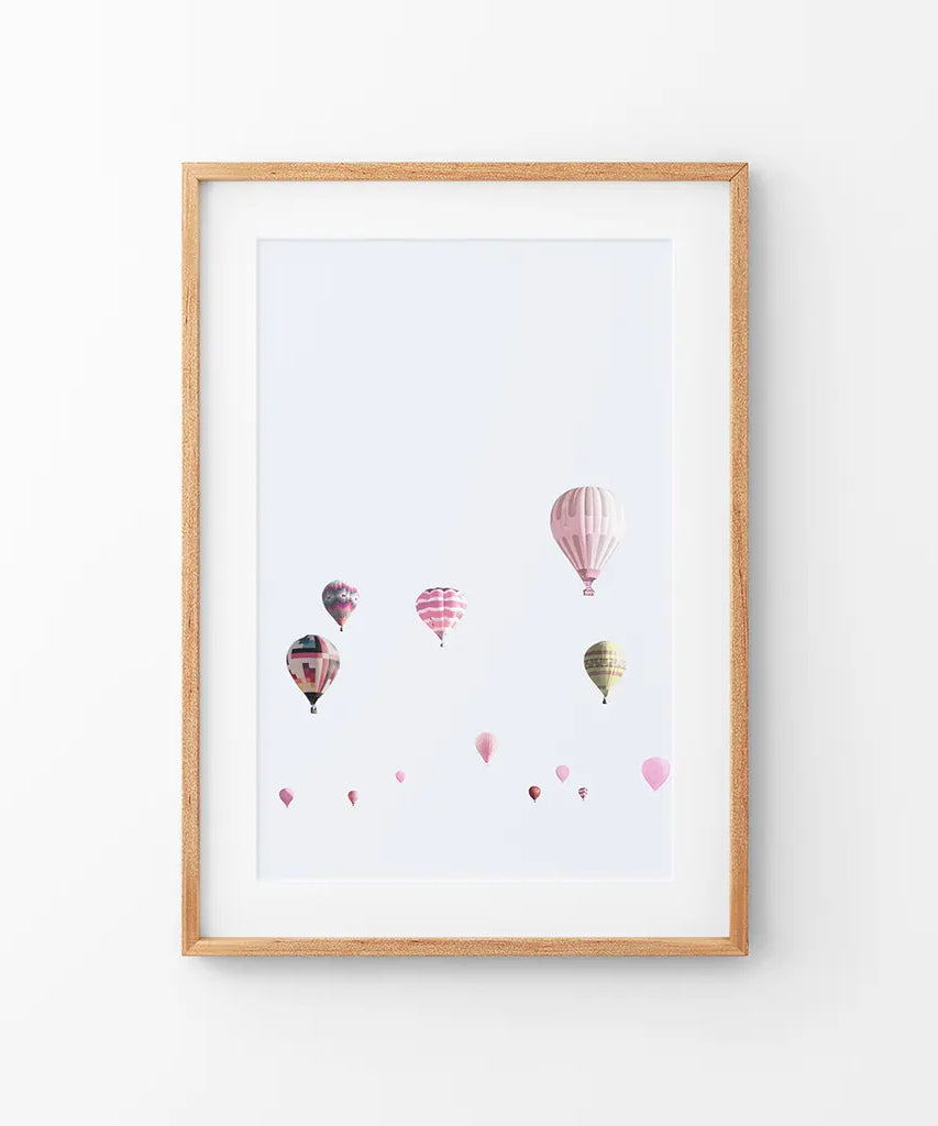 Ballons in Rosa als Kunstdruck. Wandbild für Kinderzimmer
