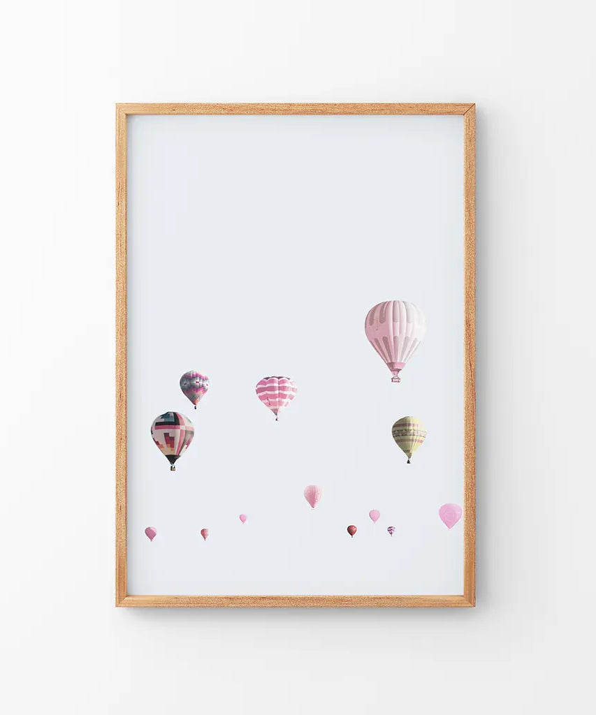 Ballons in Rosa als Kunstdruck. Wandbild für Kinderzimmer