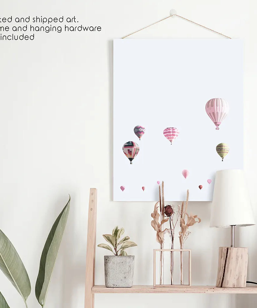 Ballons in Rosa als Kunstdruck. Wandbild für Kinderzimmer