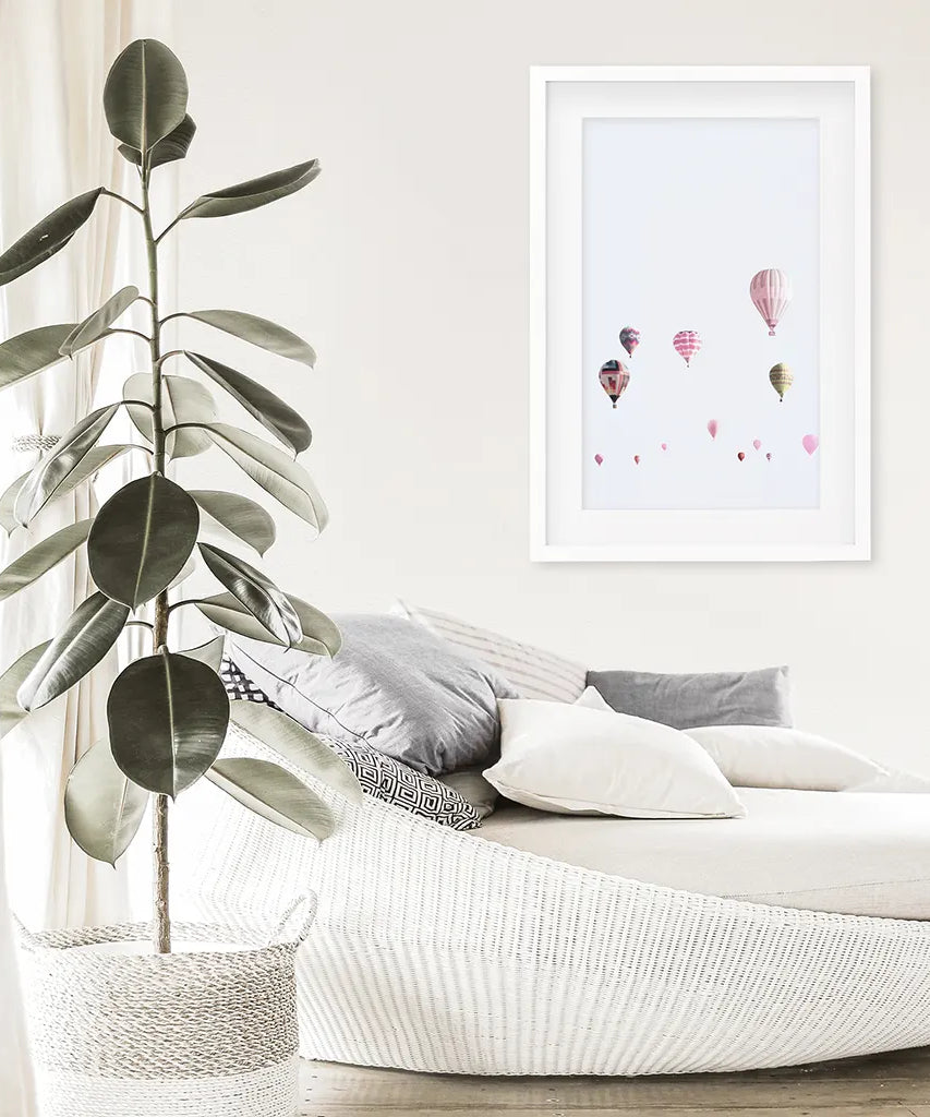 Ballons in Rosa als Kunstdruck. Wandbild für Kinderzimmer