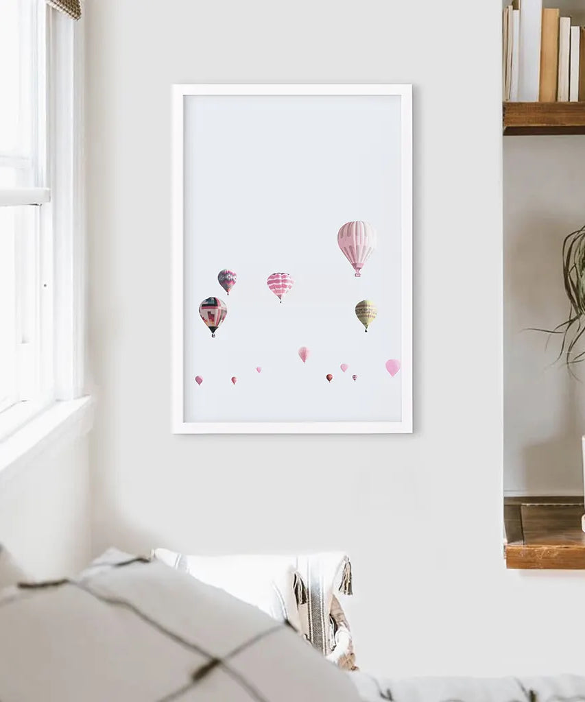 Ballons in Rosa als Kunstdruck. Wandbild für Kinderzimmer