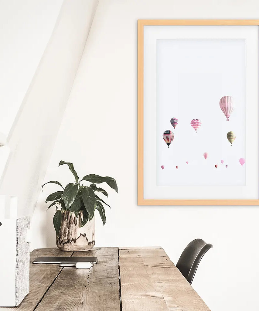 Ballons in Rosa als Kunstdruck. Wandbild für Kinderzimmer